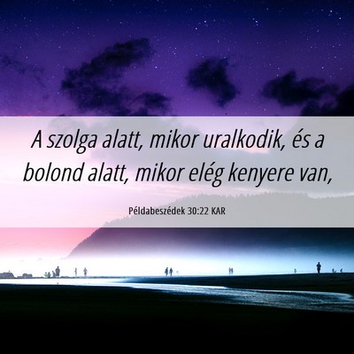 Picture 06 - Példabeszédek 30:22 KAR - A szolga alatt, mikor uralkodik, és a bolond - Bible Verse Picture