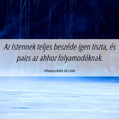 Picture 06 - Példabeszédek 30:5 KAR - Az Istennek teljes beszéde igen tiszta, és - Bible Verse Picture