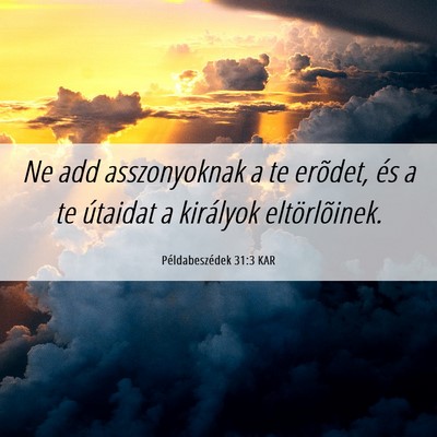 Picture 06 - Példabeszédek 31:3 KAR - Ne add asszonyoknak a te erõdet, és a te - Bible Verse Picture