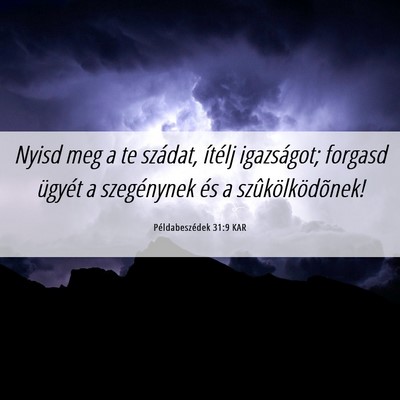 Picture 06 - Példabeszédek 31:9 KAR - Nyisd meg a te szádat, ítélj igazságot; - Bible Verse Picture