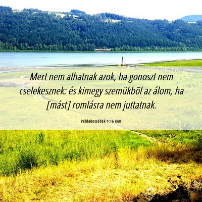 Picture 06 - Példabeszédek 4:16 KAR - Mert nem alhatnak azok, ha gonoszt nem - Bible Verse Picture