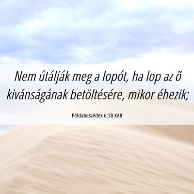 Picture 06 - Példabeszédek 6:30 KAR - Nem útálják meg a lopót, ha lop az õ - Bible Verse Picture