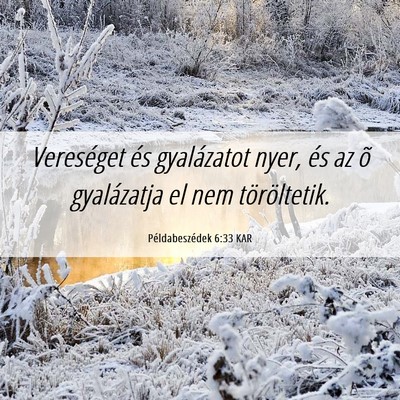 Picture 06 - Példabeszédek 6:33 KAR - Vereséget és gyalázatot nyer, és az õ - Bible Verse Picture