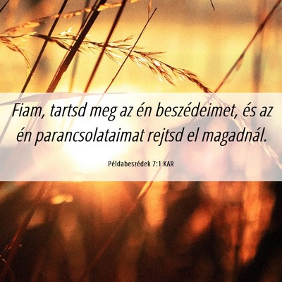 Picture 06 - Példabeszédek 7:1 KAR - Fiam, tartsd meg az én beszédeimet, és az én - Bible Verse Picture