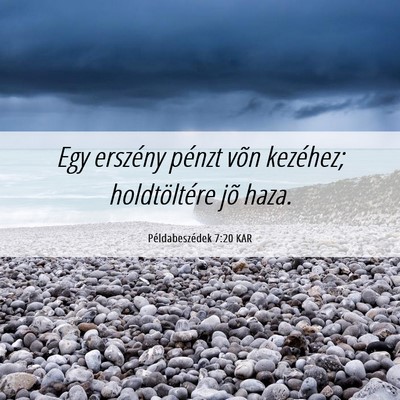 Picture 06 - Példabeszédek 7:20 KAR - Egy erszény pénzt võn kezéhez; holdtöltére - Bible Verse Picture