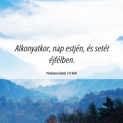 Picture 06 - Példabeszédek 7:9 KAR - Alkonyatkor, nap estjén, és setét - Bible Verse Picture