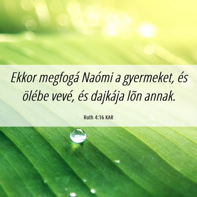 Picture 06 - Ruth 4:16 KAR - Ekkor megfogá Naómi a gyermeket, és ölébe - Bible Verse Picture