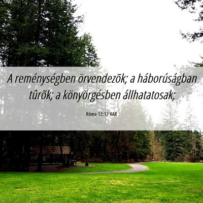 Picture 06 - Róma 12:12 KAR - A reménységben örvendezõk; a háborúságban - Bible Verse Picture