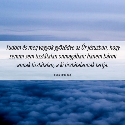Picture 06 - Róma 14:14 KAR - Tudom és meg vagyok gyõzõdve az Úr Jézusban, - Bible Verse Picture