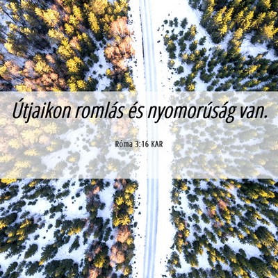 Picture 06 - Róma 3:16 KAR - Útjaikon romlás és nyomorúság - Bible Verse Picture