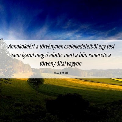 Picture 06 - Róma 3:20 KAR - Annakokáért a törvénynek cselekedeteibõl egy - Bible Verse Picture
