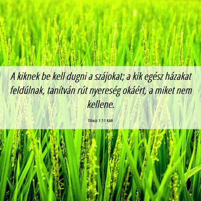 Picture 06 - Titusz 1:11 KAR - A kiknek be kell dugni a szájokat; a kik egész - Bible Verse Picture