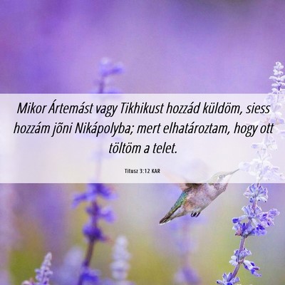 Picture 06 - Titusz 3:12 KAR - Mikor Ártemást vagy Tikhikust hozzád küldöm, - Bible Verse Picture
