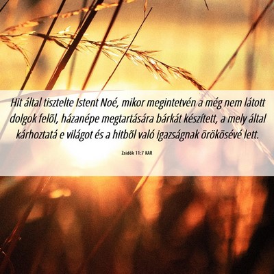 Picture 06 - Zsidók 11:7 KAR - Hit által tisztelte Istent Noé, mikor - Bible Verse Picture
