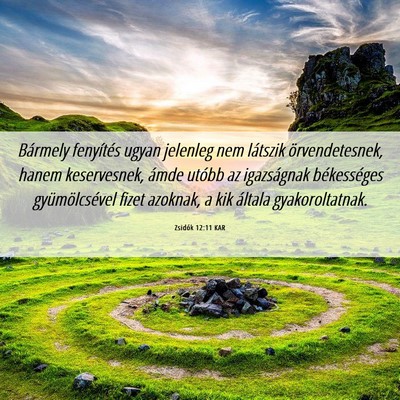 Picture 06 - Zsidók 12:11 KAR - Bármely fenyítés ugyan jelenleg nem látszik - Bible Verse Picture