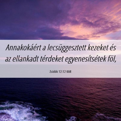 Picture 06 - Zsidók 12:12 KAR - Annakokáért a lecsüggesztett kezeket és az - Bible Verse Picture