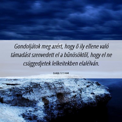 Picture 06 - Zsidók 12:3 KAR - Gondoljátok meg azért, hogy õ ily ellene való - Bible Verse Picture