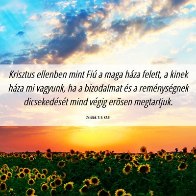 Picture 06 - Zsidók 3:6 KAR - Krisztus ellenben mint Fiú a maga háza felett, - Bible Verse Picture