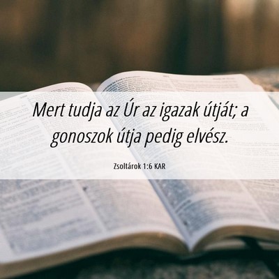 Picture 06 - Zsoltárok 1:6 KAR - Mert tudja az Úr az igazak útját; a gonoszok - Bible Verse Picture
