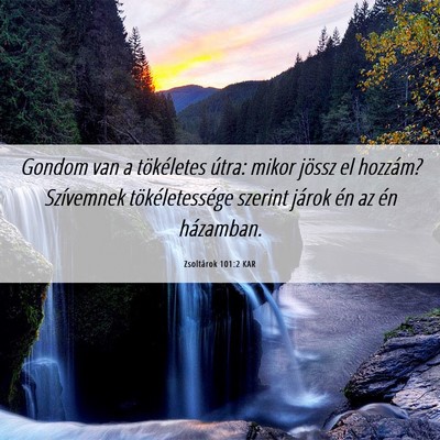 Picture 06 - Zsoltárok 101:2 KAR - Gondom van a tökéletes útra: mikor jössz el - Bible Verse Picture