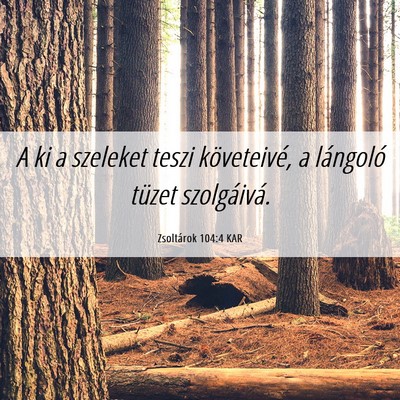 Picture 06 - Zsoltárok 104:4 KAR - A ki a szeleket teszi követeivé, a lángoló - Bible Verse Picture
