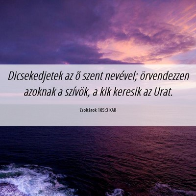 Picture 06 - Zsoltárok 105:3 KAR - Dicsekedjetek az õ szent nevével; örvendezzen - Bible Verse Picture