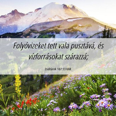 Picture 06 - Zsoltárok 107:33 KAR - Folyóvizeket tett vala pusztává, és - Bible Verse Picture