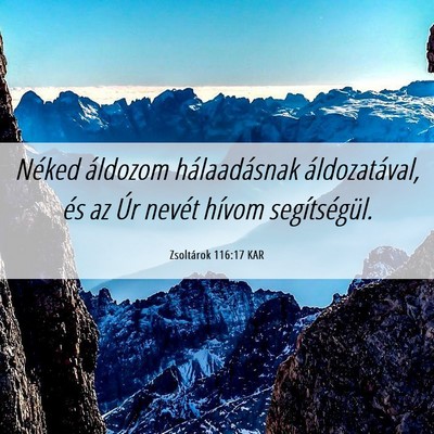 Picture 06 - Zsoltárok 116:17 KAR - Néked áldozom hálaadásnak áldozatával, és - Bible Verse Picture