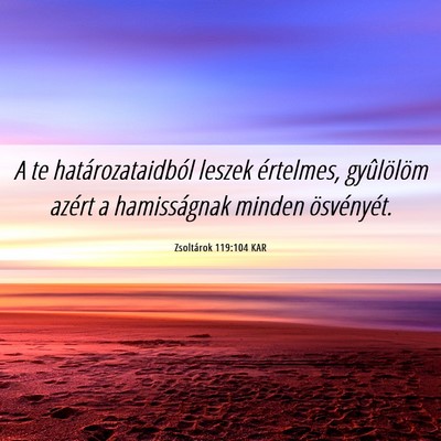 Picture 06 - Zsoltárok 119:104 KAR - A te határozataidból leszek értelmes, - Bible Verse Picture
