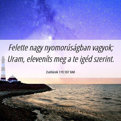 Picture 06 - Zsoltárok 119:107 KAR - Felette nagy nyomorúságban vagyok; Uram, - Bible Verse Picture