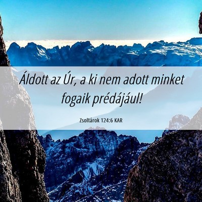 Picture 06 - Zsoltárok 124:6 KAR - Áldott az Úr, a ki nem adott minket fogaik - Bible Verse Picture