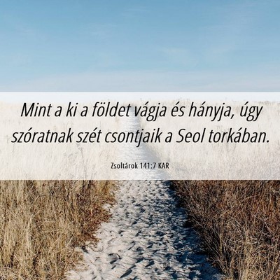 Picture 06 - Zsoltárok 141:7 KAR - Mint a ki a földet vágja és hányja, úgy - Bible Verse Picture