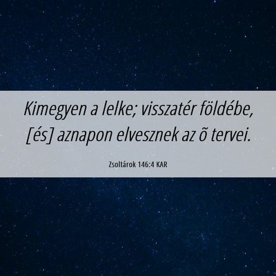 Picture 06 - Zsoltárok 146:4 KAR - Kimegyen a lelke; visszatér földébe, [és] - Bible Verse Picture