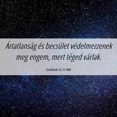 Picture 06 - Zsoltárok 25:21 KAR - Ártatlanság és becsület védelmezzenek meg - Bible Verse Picture