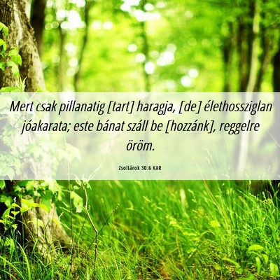 Picture 06 - Zsoltárok 30:6 KAR - Mert csak pillanatig [tart] haragja, [de] - Bible Verse Picture