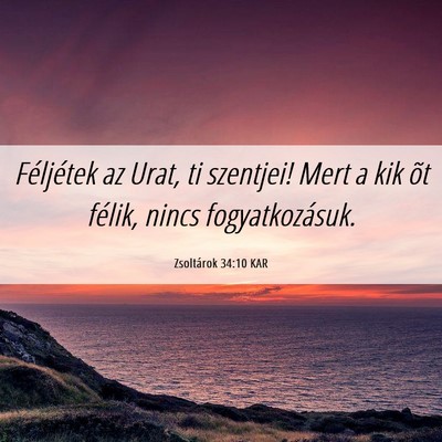 Picture 06 - Zsoltárok 34:10 KAR - Féljétek az Urat, ti szentjei! Mert a kik õt - Bible Verse Picture