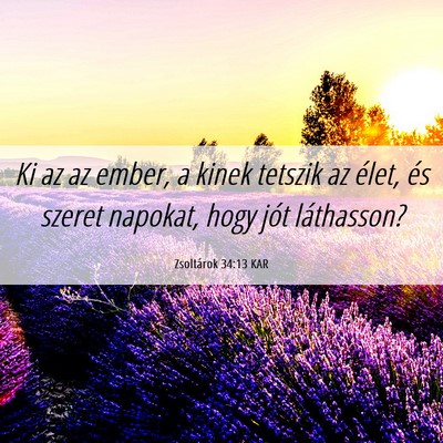 Picture 06 - Zsoltárok 34:13 KAR - Ki az az ember, a kinek tetszik az élet, és - Bible Verse Picture