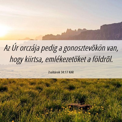 Picture 06 - Zsoltárok 34:17 KAR - Az Úr orczája pedig a gonosztevõkön van, hogy - Bible Verse Picture
