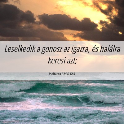 Picture 06 - Zsoltárok 37:32 KAR - Leselkedik a gonosz az igazra, és halálra - Bible Verse Picture