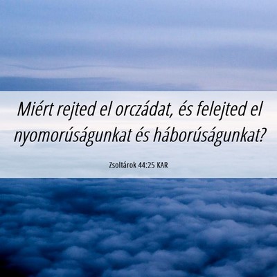 Picture 06 - Zsoltárok 44:25 KAR - Miért rejted el orczádat, és felejted el - Bible Verse Picture