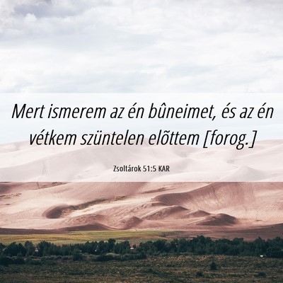 Picture 06 - Zsoltárok 51:5 KAR - Mert ismerem az én bûneimet, és az én vétkem - Bible Verse Picture