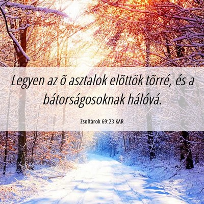 Picture 06 - Zsoltárok 69:23 KAR - Legyen az õ asztalok elõttök tõrré, és a - Bible Verse Picture