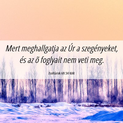 Picture 06 - Zsoltárok 69:34 KAR - Mert meghallgatja az Úr a szegényeket, és az - Bible Verse Picture