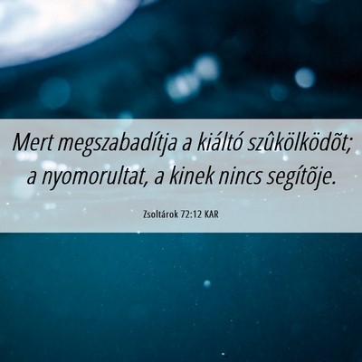 Picture 06 - Zsoltárok 72:12 KAR - Mert megszabadítja a kiáltó szûkölködõt; a - Bible Verse Picture