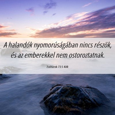 Picture 06 - Zsoltárok 73:5 KAR - A halandók nyomorúságában nincs részök, és - Bible Verse Picture