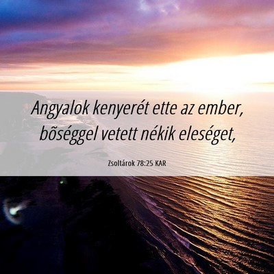 Picture 06 - Zsoltárok 78:25 KAR - Angyalok kenyerét ette az ember, bõséggel - Bible Verse Picture