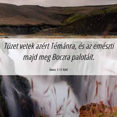Picture 06 - Ámos 1:12 KAR - Tüzet vetek azért Témánra, és az emészti - Bible Verse Picture