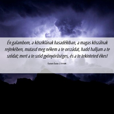 Picture 06 - Énekek Éneke 2:14 KAR - Én galambom, a kõsziklának hasadékiban, a - Bible Verse Picture