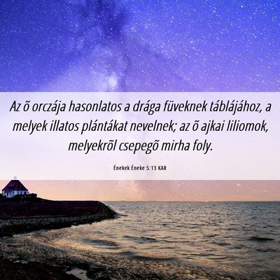 Picture 06 - Énekek Éneke 5:13 KAR - Az õ orczája hasonlatos a drága füveknek - Bible Verse Picture