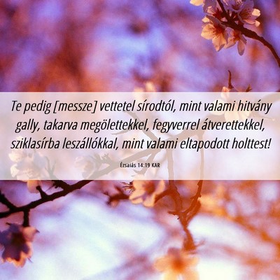 Picture 06 - Ézsaiás 14:19 KAR - Te pedig [messze] vettetel sírodtól, mint - Bible Verse Picture